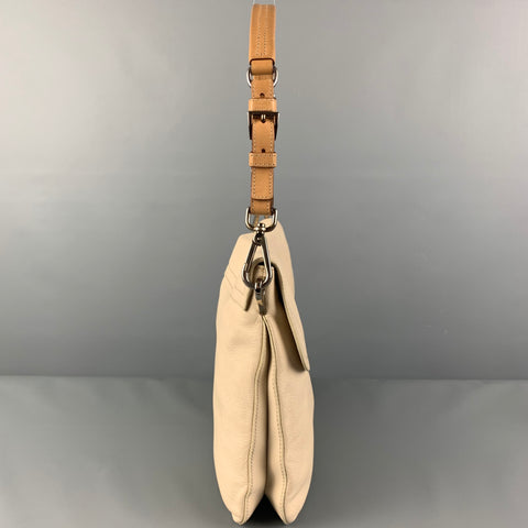 PRADA Sac à bandoulière en cuir crème avec pompon