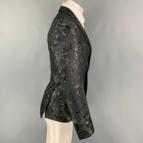DSQUARED2 Size 36 Black Grey Jacquard Polyester Blend Sport Coat