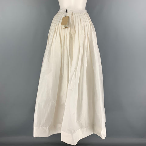 BURBERRY Size 4 White Multi-Color Cotton Nylon Tie Dye Maxi Long Skirt
