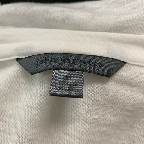JOHN VARVATOS Size M Off White Linen V-Neck T-shirt