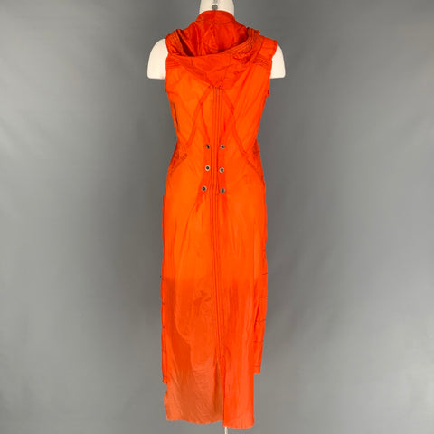 GREG LAUREN Size XS Orange Contrast Stitch Zip Up & Hood Parachute Quilted Vest