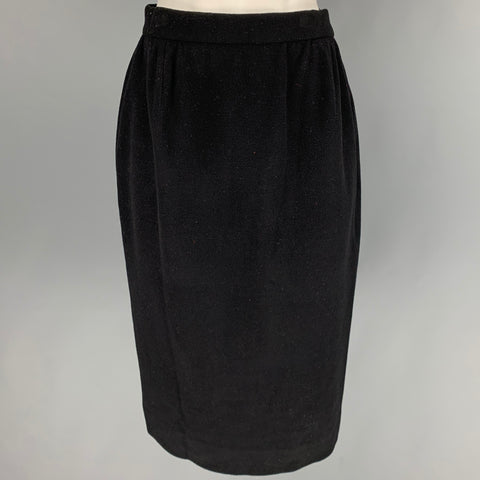 DONNA KARAN Size 4 Black Wool Cashmere Pencil Skirt