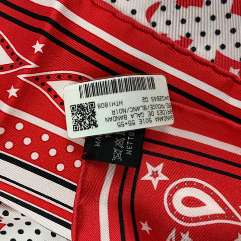 HERMES Brides de Gala Red Black White Silk Bandana Scarf