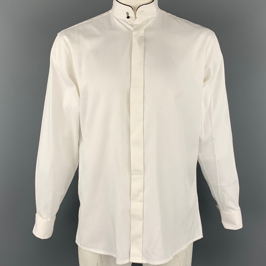 ETON Taille L Chemise à manches longues en coton blanc Col Nehru Poignets français