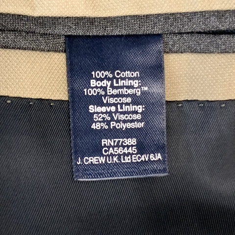 J. CREW Ludlow 38 Regular Khaki Cotton Suit