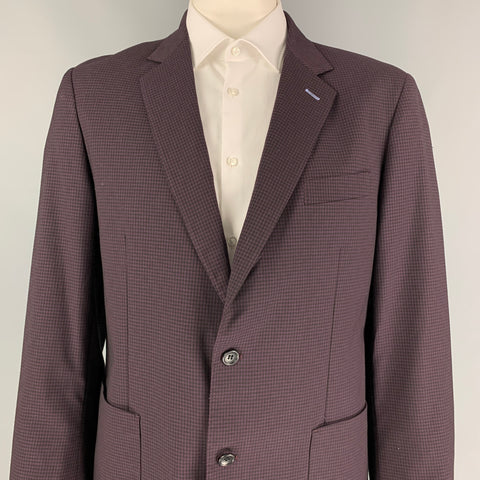 TAYLORBYRD Taille 44 Manteau à revers cranté en mélange de polyester à carreaux violet noir