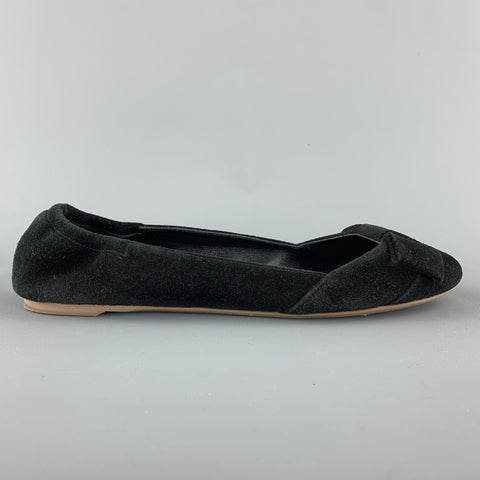 COLECCIÓN RALPH LAUREN Talla 7 Zapatos planos con lazo de ante negro