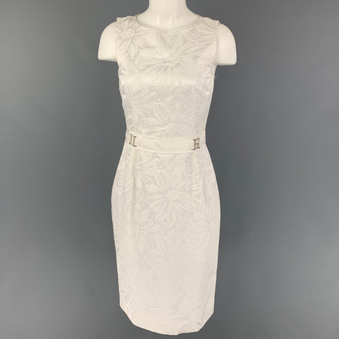 DOLCE &amp; GABBANA Taille 4 Robe sans manches en viscose florale en coton blanc avec strass