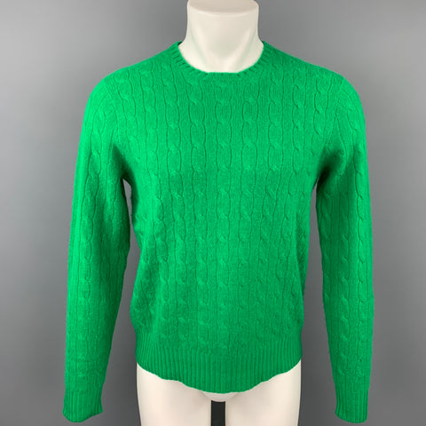 POLO by RALPH LAUREN Size S Green Cable Knit Cashmere Crew-Neck Sweater