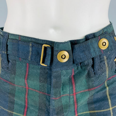 RALPH LAUREN Size 34 Navy Green Cotton  Elastane Plaid Low Rise Casual Pants