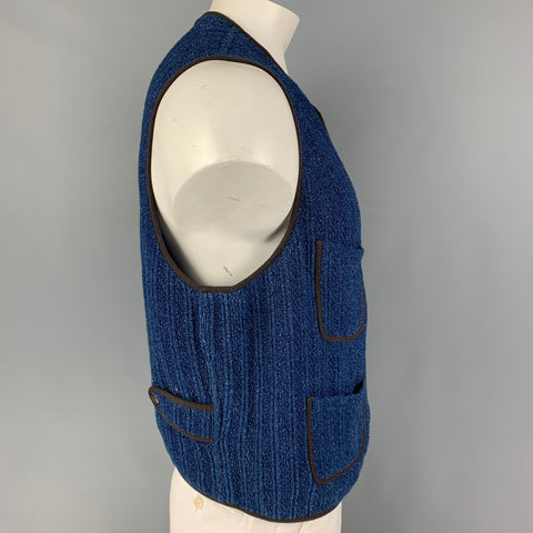 RRL by RALPH LAUREN Size XL Blue Knitted Snaps Vest