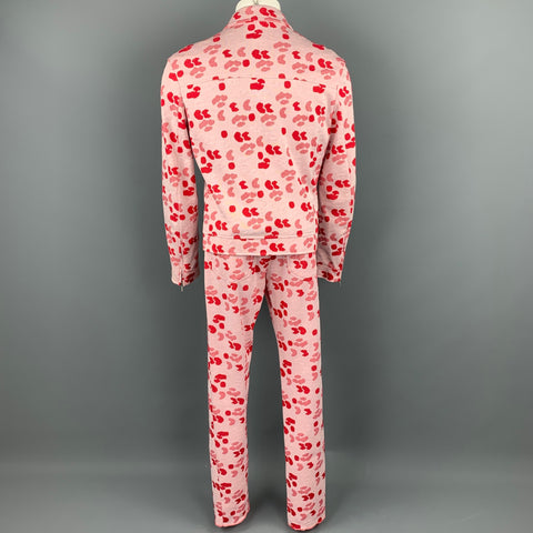 Vintage VERSUS by GIANNI VERSACE Size 38 Pink & Red Print Cotton Zip Up Suit Set