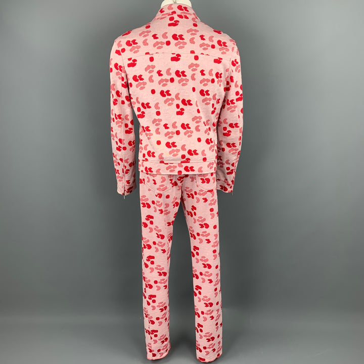 Vintage VERSUS de GIANNI VERSACE Talla 38 Conjunto de traje con cremallera de algodón con estampado rosa y rojo