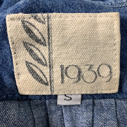 1939 Taille S Bleu Chemise à manches longues sans col uni