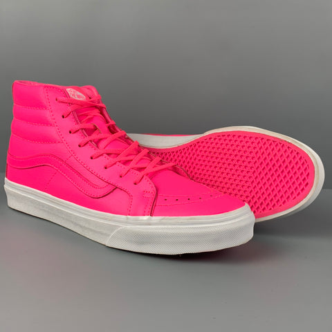 VANS Size 8.5 Neon Pink Leather Sk8-Hi Slim Sneakers