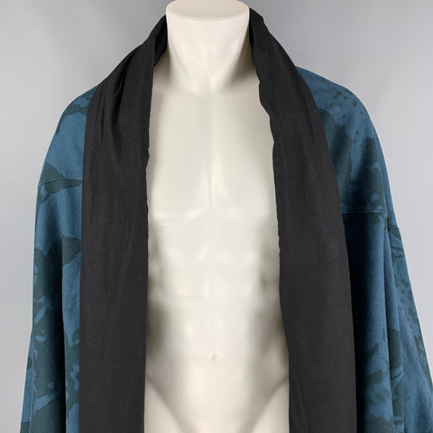 REPLIKA Taille 38 Manteau oversize en coton floral abstrait olive bleu