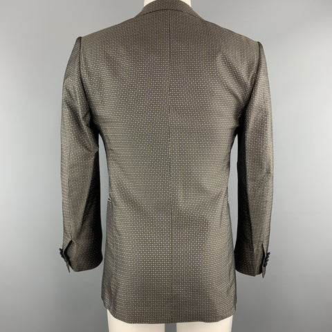 VALENTINO Size 38 Geometric Black & Gold Silk Shawl Collar Sport Coat