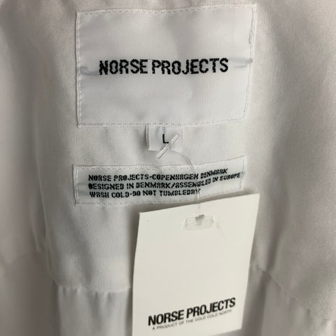 NORSE PROJECTS Camisa de manga larga con botones de algodón liso blanco talla L