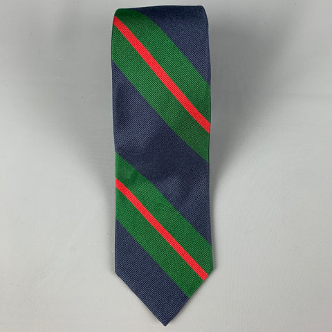 POLO by RALPH LAUREN Navy Green Red Diagonal Stripe Silk Tie