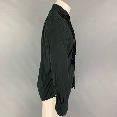 POLO by RALPH LAUREN Size S Black Pleated Cotton Button Up Long Sleeve Shirt