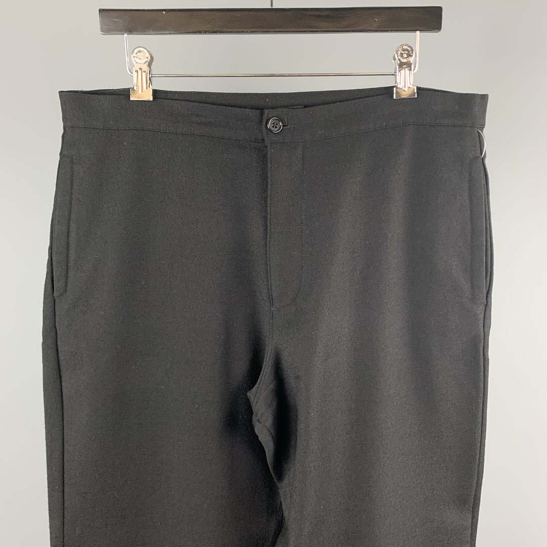 FARHI Size 34 Black Solid Wool Zip Fly Casual Pants
