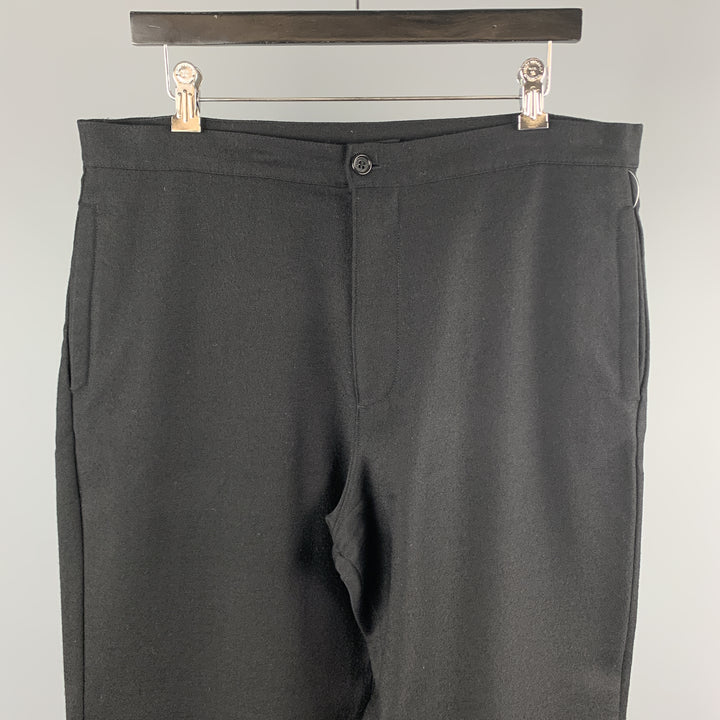 FARHI Taille 34 Pantalon décontracté en laine unie noire avec braguette zippée