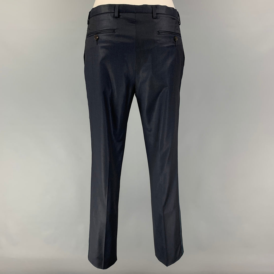 COLECCIÓN CALVIN KLEIN Talla 34 Traje de esmoquin con solapa de pico de lana negro azul marino