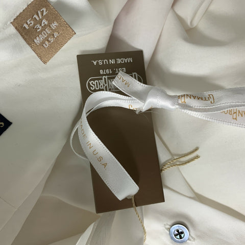 GITMAN BROS Size L White Solid Cotton Tuxedo  Long Sleeve Shirt