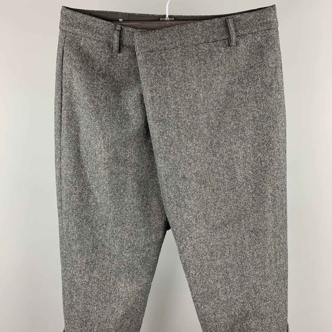 R13 Size 32 Charcoal Heather Wool Overlap Cropped Dress Pants