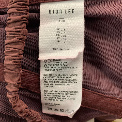 DION LEE Size 4 Burgundy Viscose Blend Ruched Corset Mini Cocktail Dress