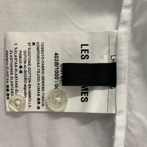 LES HOMMES Size L White Solid Cotton &  Elastane Raglan Long Sleeve Shirt