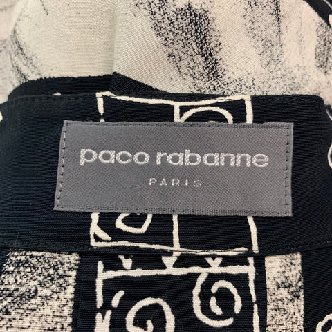 PACO RABANNE Size M Black Cream Squares Rayon Long Sleeve Shirt