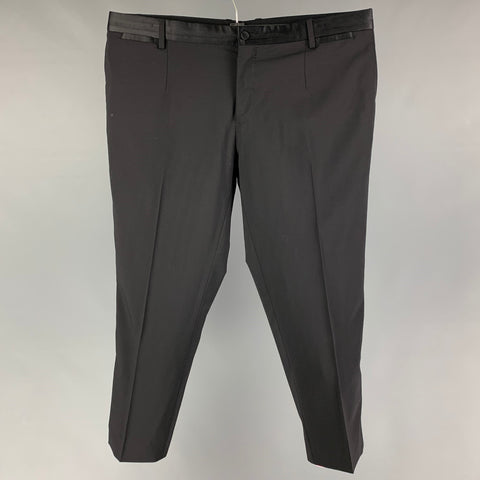 DOLCE &amp; GABBANA Talla 36 Pantalón de vestir de esmoquin de mezcla de lana negro