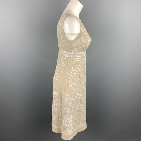 CHRISTIAN LACROIX Size 4 Beige Embroidered Silk Cocktail Shift Dress