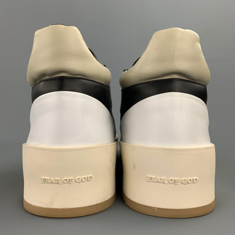 FEAR OF GOD Talla 11 Zapatillas de baloncesto de cuero con bloques de color negro y beige