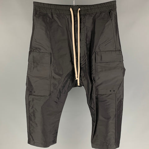 RICK OWENS DIRT S/S 18 Talla 34 Negro Pantalones casuales de entrepierna caída de algodón / poliamida