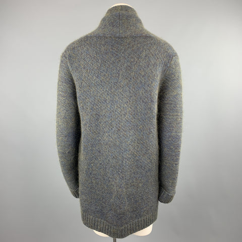 JIL SANDER Size 10 Blue & Green Cashmere Blend Chunky Oversized Cardigan