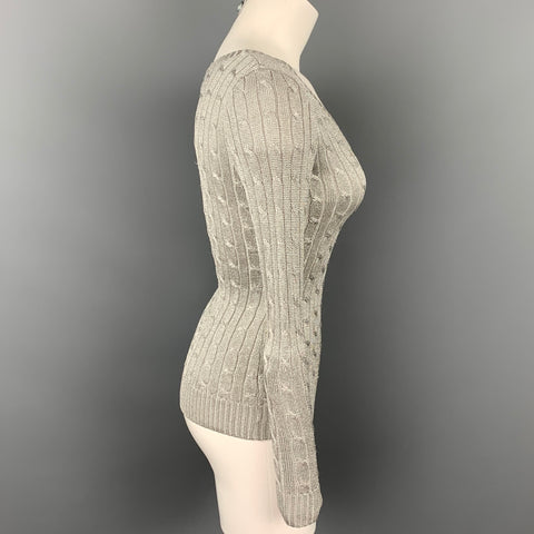RALPH LAUREN Black Label Taille XS Pull pull en soie mélangée argentée