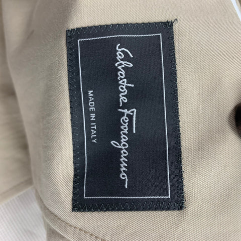SALVATORE FERRAGAMO Size 36 Khaki Cotton / Linen Sport Coat