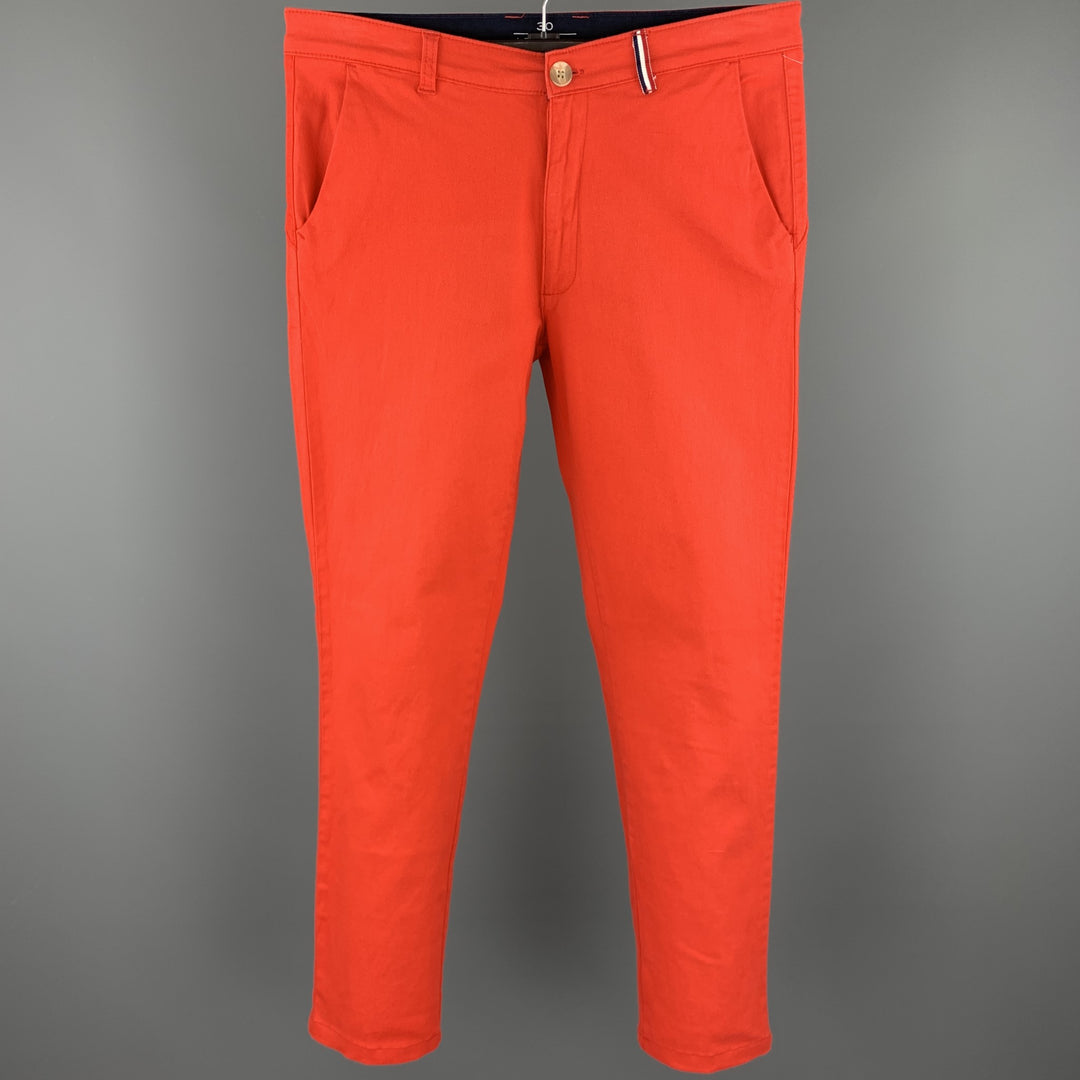 LE'CHAMP Size 29 Orange Cotton Zip Fly Casual Pants