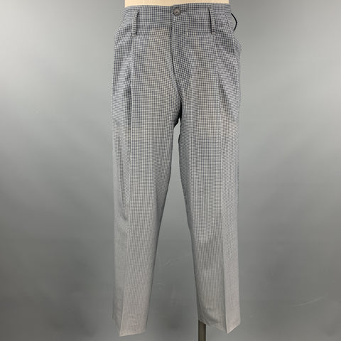EMPORIO ARMANI Grey Houndstooth Size 36 Wool Double Breasted Suit