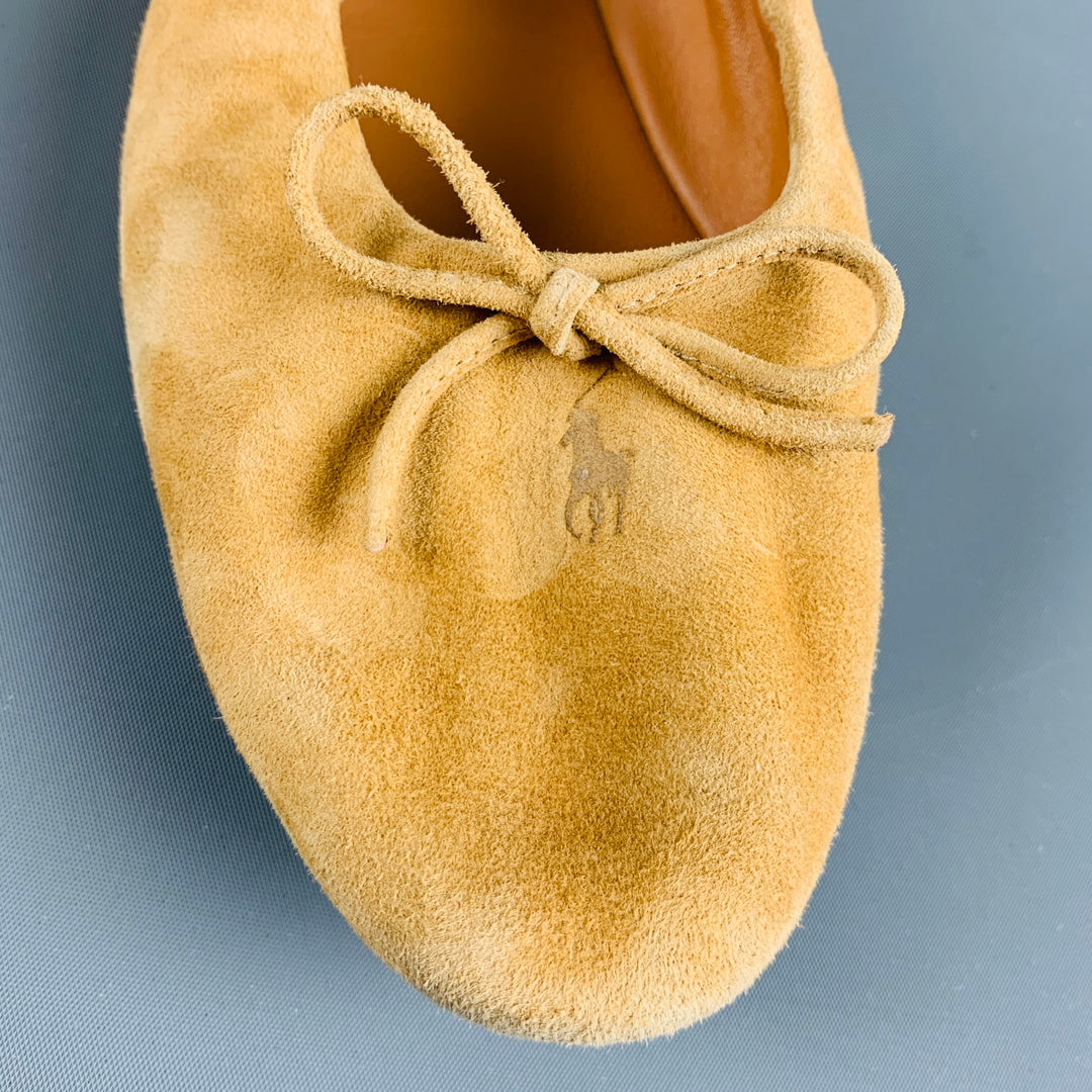 POLO by RALPH LAUREN Size 11 Camel Suede Bow Flats