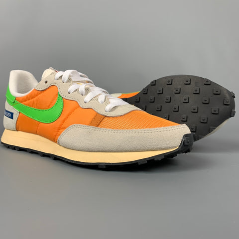NIKE Challenger Size 9.5 Orange & Green Color Block Suede Sneakers