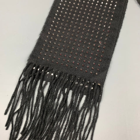 BURBERRY Black Studded Fringe Scarf