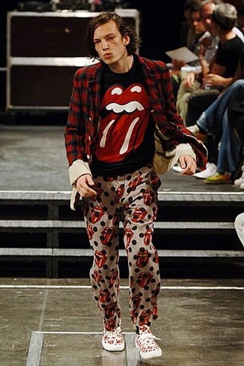 COMME des GARCONS HOMME PLUS SS 2006 Size M Black Red Archive Rolling Stones T-Shirt