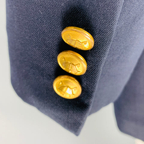 RALPH LAUREN Size 46 Navy Wool Notch Lapel Sport Coat