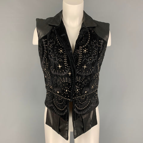 DONALD J PLINER Taille Unique Gilet boutonné clouté en cuir noir