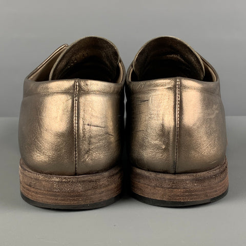 DEL CARLO Size 8 Gold Metallic Leather Lace Up Shoes