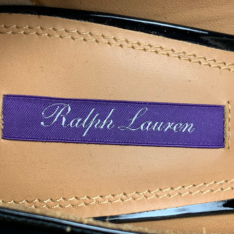 RALPH LAUREN Size 9.5 Black Leather Patent Leather Stiletto Celia Pumps