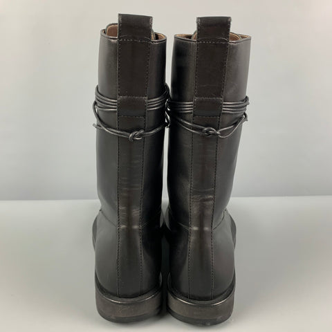 THE ROW Size 7.5 Black Leather Lace Up Boots